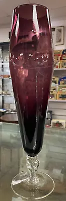 Buy Amethyst Purple Glass Vase With Clear Stem & Base • 10£