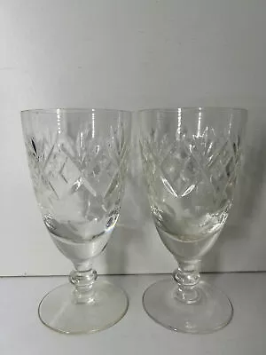 Buy Set Of 2 Vintage Royal Doulton Crystal Georgian Cut Wine Glasses • 25.19£