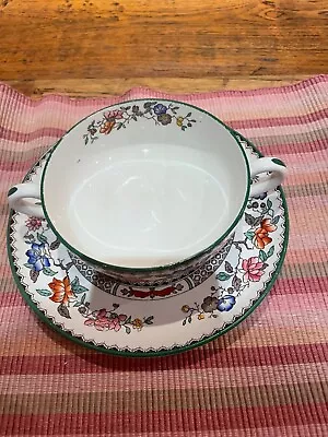 Buy Antique SPODE England Porcelain 2 Handle Soup Bowl- Cup And Saucer,Chinese Rose  • 8£