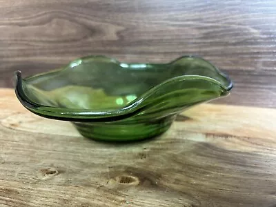 Buy Vintage Green Glass Fruit Bowl • 7.50£