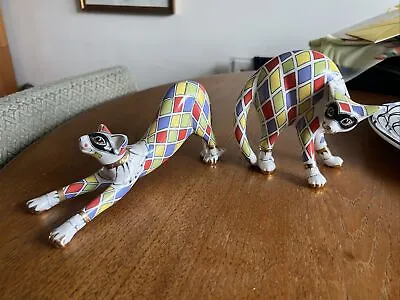 Buy A Pair Of Paul Cardew Harlequin Cats, Lovely Items. • 59.99£