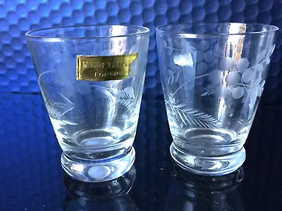 Buy Antique Shot Glasses Pair OF Small Floral Cut Tumbler Drink Vodka Glassware 50ml • 10£