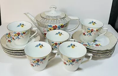 Buy Vintage Victoria China Czechoslovakia Tea Set Teapot Cups Plates For 5 • 21.99£