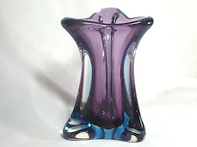 Buy Unusual Triangular Tricorn Chribska Art Glass Vase Hospodka Glass Czech Bohemian • 55£