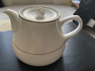 Buy Vintage Gold Metalised Teapot White Excellent Condition • 11.99£