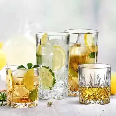 Buy 12 Piece Glassware Set Highball And Whiskey Tumbler Crystal Glasses, Cocktails  • 24.97£