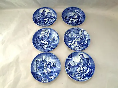 Buy Lot Of 6 Vintage Furnival Old Chelsea England Mini Transferware Character Plates • 24.62£