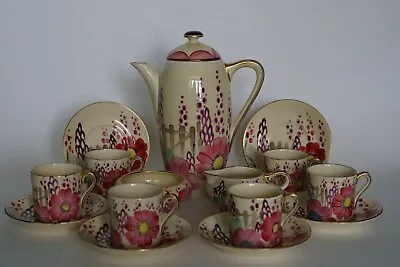Buy Original & Complete Art Deco Coffee Service By Grays Pottery - Abstract Floral  • 375£