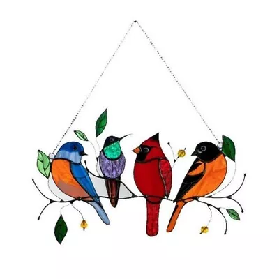 Buy Patio Yard Pendant Glass Window Wall Hanging Birds Home Decoration Stained Bird • 5.60£