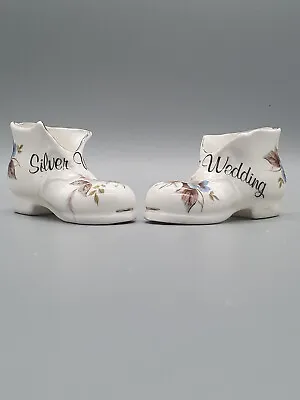 Buy A Pair Of Vintage Fine Bone China SILVER WEDDING Anniversary Boots • 8£