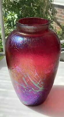 Buy Studio Dark Pink/cranberry Glass Vase Iridescent Approx. 15cm Tall Unmarked • 28£