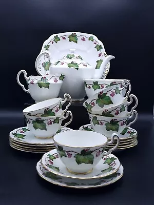 Buy Adderley China H395 Wine Leaves Tea Set For 6 With Teapot • 149.90£