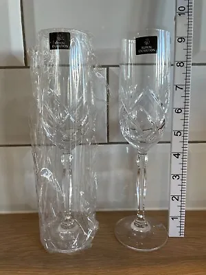 Buy Royal Doulton 24% Lead Crystal Glass Champagne Flutes X 2 Glasses • 19.99£