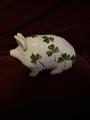 Buy WEMYSS Ware Glazed Pottery  Pig Decorated With Clove Leaves/ Shamrock. 1930 • 200£