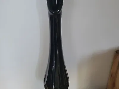 Buy Vintage Fenton Thumbprint Black Amethyst Swung Glass Strech Bud Vase 12”Tall • 33.77£