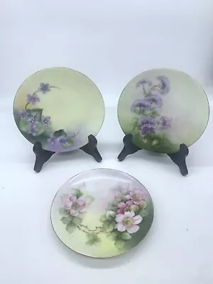 Buy 3 Vintage Thomas Sevres Bavaria Hand Painted Porcelain Plate Floral Purple 6  • 18.94£