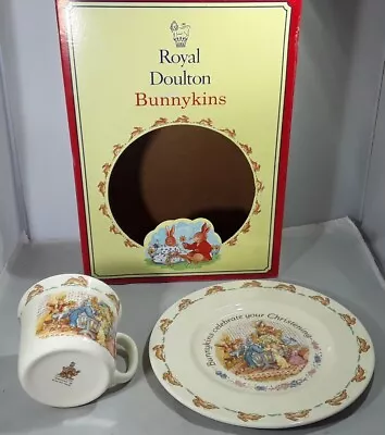 Buy Royal Doulton Bunnykins Christening 2 Pieces  Set Of Plate And Mug Boxed 1994  • 16£