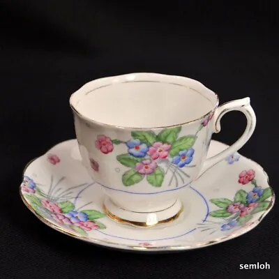 Buy Royal Albert Footed Cup Saucer Primrose Pink Blue Gold Countess Shape 1931-1935 • 20.88£