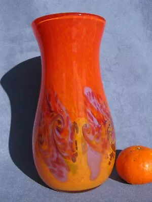 Buy Vasart Strathearn Vintage Art Glass Rare Orange Vase Crieff Scotland • 298£