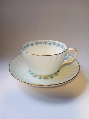 Buy Minton Vineyard S574 Pale Blue Bone China Tea Cup And Saucer • 7.50£