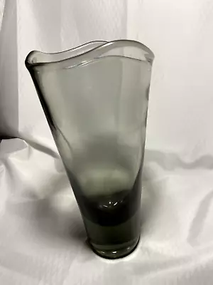 Buy 1950's Denmark Holmegaard Smoke Glass Rondo Vase Wavy Rim Signed Per Lutken 10  • 92.03£