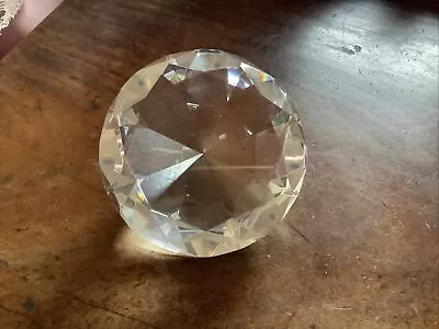 Buy Large 4” Crystal Glass Diamond/ Gem Shaped Clear Crystal Glass Paperweight • 2.99£
