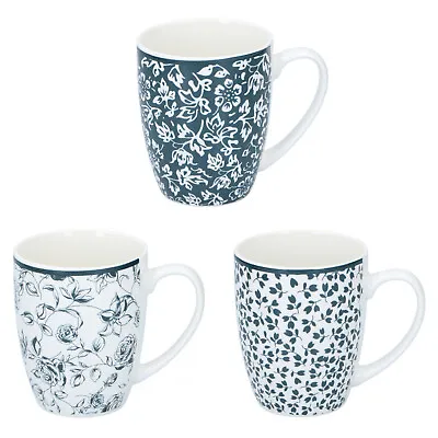 Buy Set Of 3 Coffee Mugs Tea Cup Porcelain Hot Drinks Floral Patterned Mug 350ml • 12.99£