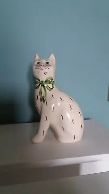 Buy  Griselda Hill Pottery 18cm  Green Bow Cat • 110£