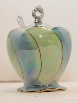 Buy VINTAGE ROYAL WINTON LUSTRE GREEN AND BLUE CERAMIC SUGAR With Chrome Lid • 4.99£