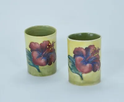 Buy William Moorcroft Pair Of 'Hibiscus' Pattern Spill Vases 6.3cm C.1918-1929 • 190£