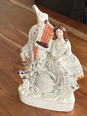 Buy Large Antique Early Staffordshire 'Scottish Couple On Clock' Figure 14  Tall • 22£