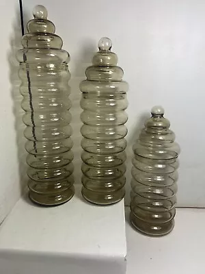 Buy Vtg HOLMEGAARD PRIMULA Set Smoke Gray Glass Apothecary Jars Jacob Bang MCM Mid • 94.86£