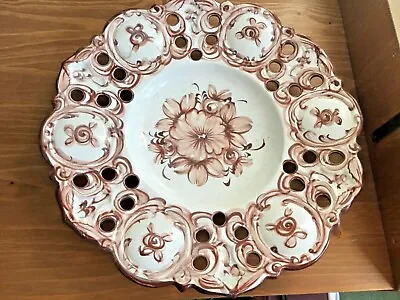 Buy  Vintage Portuguese Vestal  Pottery Hand Painted Brown Floral Plate • 30£