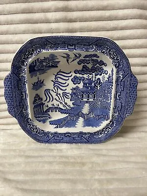 Buy Antique White And Blue Stoneware Staffordshire Dish With Willow Pattern W Adam’s • 24.99£