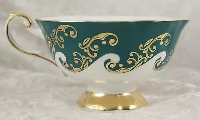 Buy Queens Emperor Tea Cup And Saucer In Dark Green With Floral Detail Fine China  • 14£