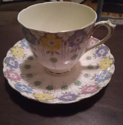 Buy Plant Tuscan Bone China Tea Cup And Saucer Made In England Pastel Floral Pattern • 14.23£