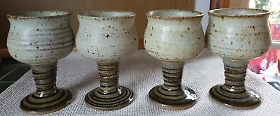 Buy 4 Vintage Studio Pottery Speckled Goblets Fangfoss G & L Grant Yorkshire • 23.99£