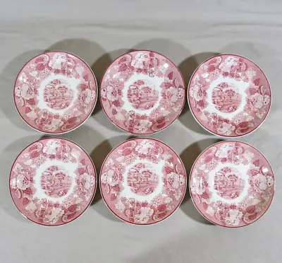Buy Set Of 6 Wood & Sons Enoch Woods Ware English Scenery Pink 5 5/8” Saucers • 28.41£