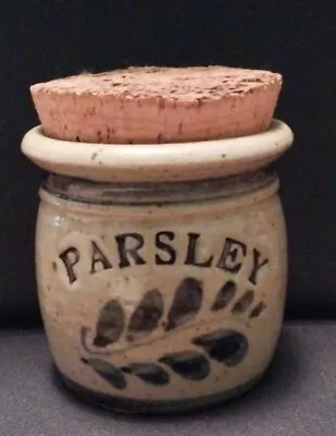 Buy Westerwald Handcrafted Pottery Salt Glazed PARSLEY Blue Letters 4  Jar Cork Lid • 14.33£