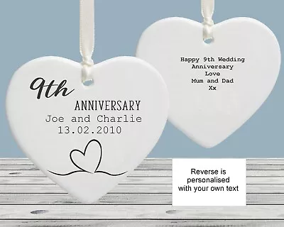 Buy Personalised 9th Wedding Anniversary Pottery Keepsake Gift • 12.95£