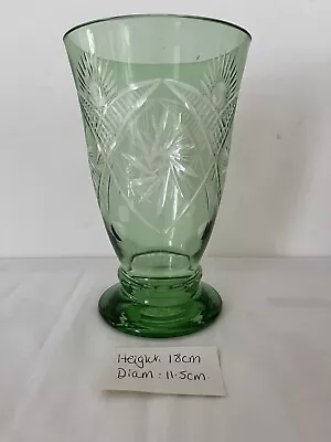 Buy A Stunning Green Cut To Clear Bohemian Vase • 40£