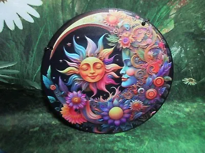 Buy ❤️New Stained Glass Style Acrylic Sun & Moon Window Hanging Pendent 15cm • 6£
