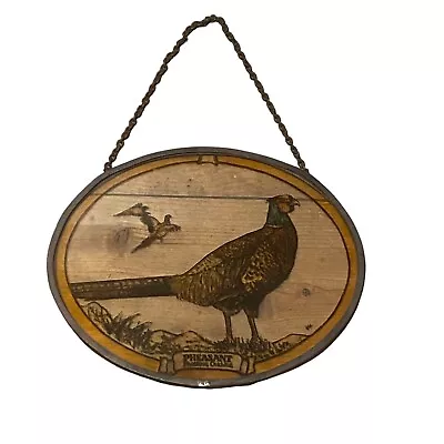 Buy Vintage Oval Stained Glass Pheasant Bird Design Leaded Window Sun Catcher Plaque • 55£