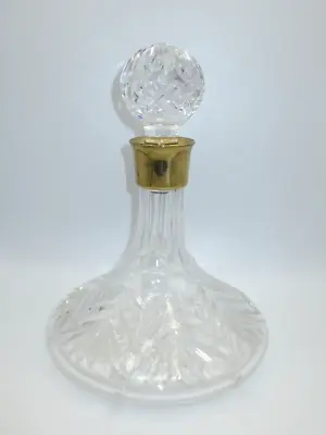 Buy WATERFORD SIGNED CRYSTAL SHIPS DECANTER W/STOPPER And GOLD COLOR BAND • 76.25£