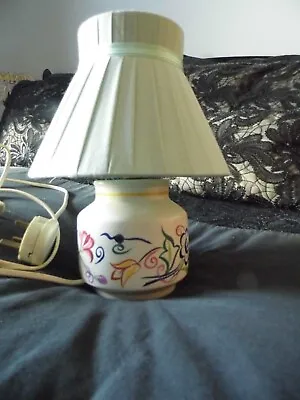 Buy VINTAGE POOLE POTTERY HAND PAINTED TABLE LAMP WITH SHADE - RE-WIRED    Lamp No.2 • 15£