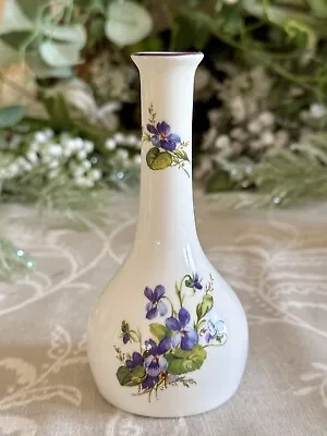 Buy Crown Staffordshire Bud Vase Violets Purple Trim Vintage English Fine Bone China • 6.50£