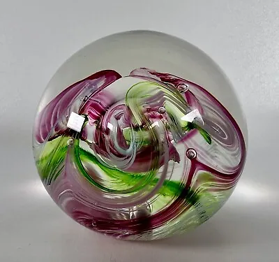 Buy Selkirk Glass Scotland Scottish Paperweight Pink Green And White • 14.99£