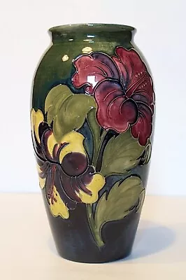 Buy Walter Moorcroft Hibiscus Vase - Green Ground - 1950's • 135£