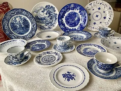 Buy Vintage Mismatched China BLUE & WHITE ~ Service For 4 ~ 20 Pieces ~FREE Shipping • 216.95£