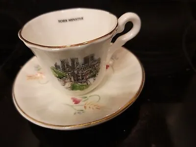 Buy Staffordshire Bone China Cup And Saucer York Minster Pattern • 0.99£